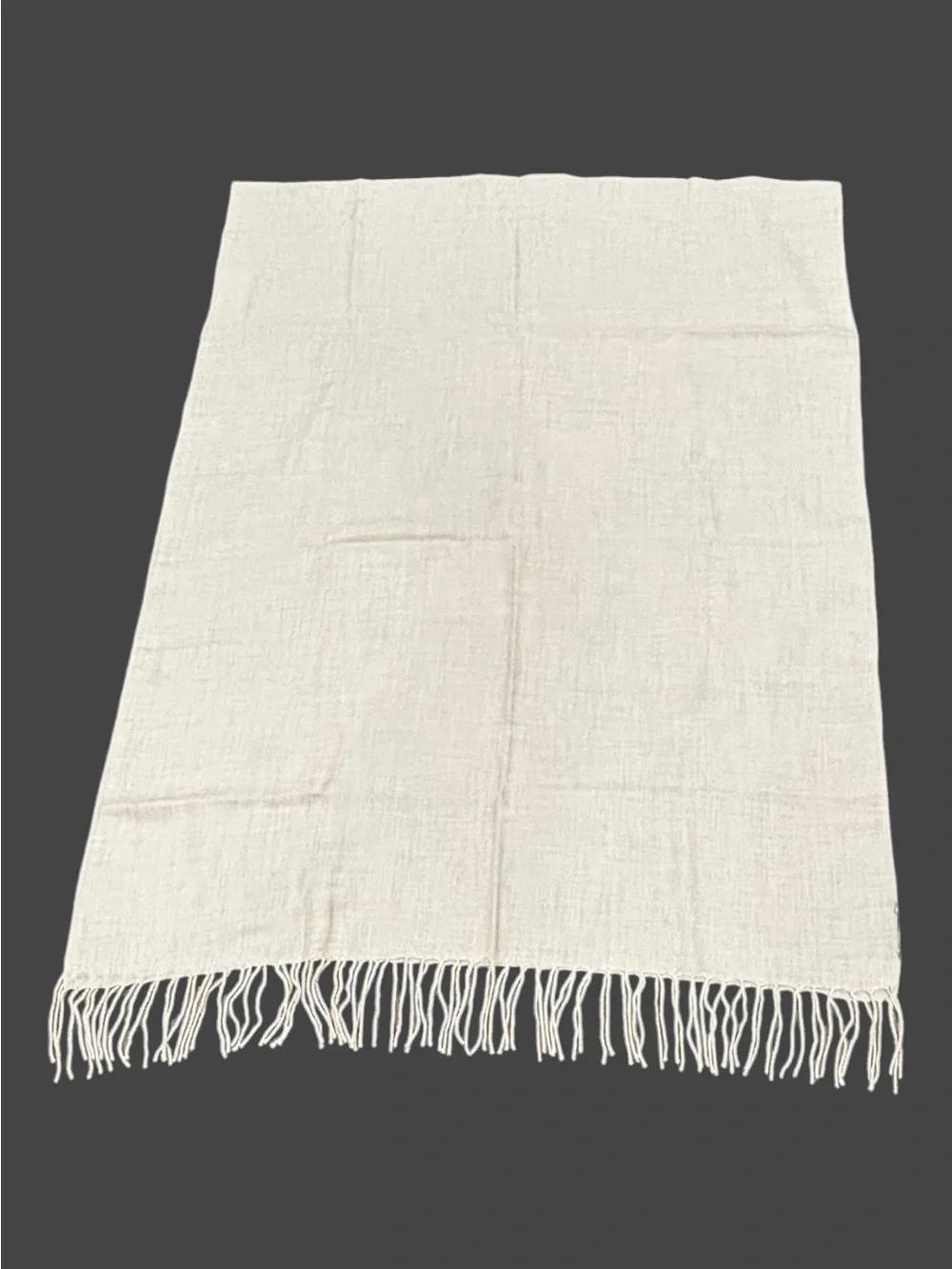 Nordstrom Tissue Weight Wool & Cashmere Scarf Beige Oatmeal Heather NWT Fringe